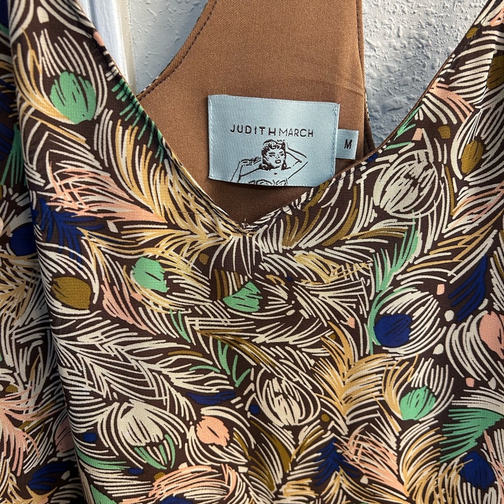 Judith March Multicolor Feather Pattern Dress - image 1